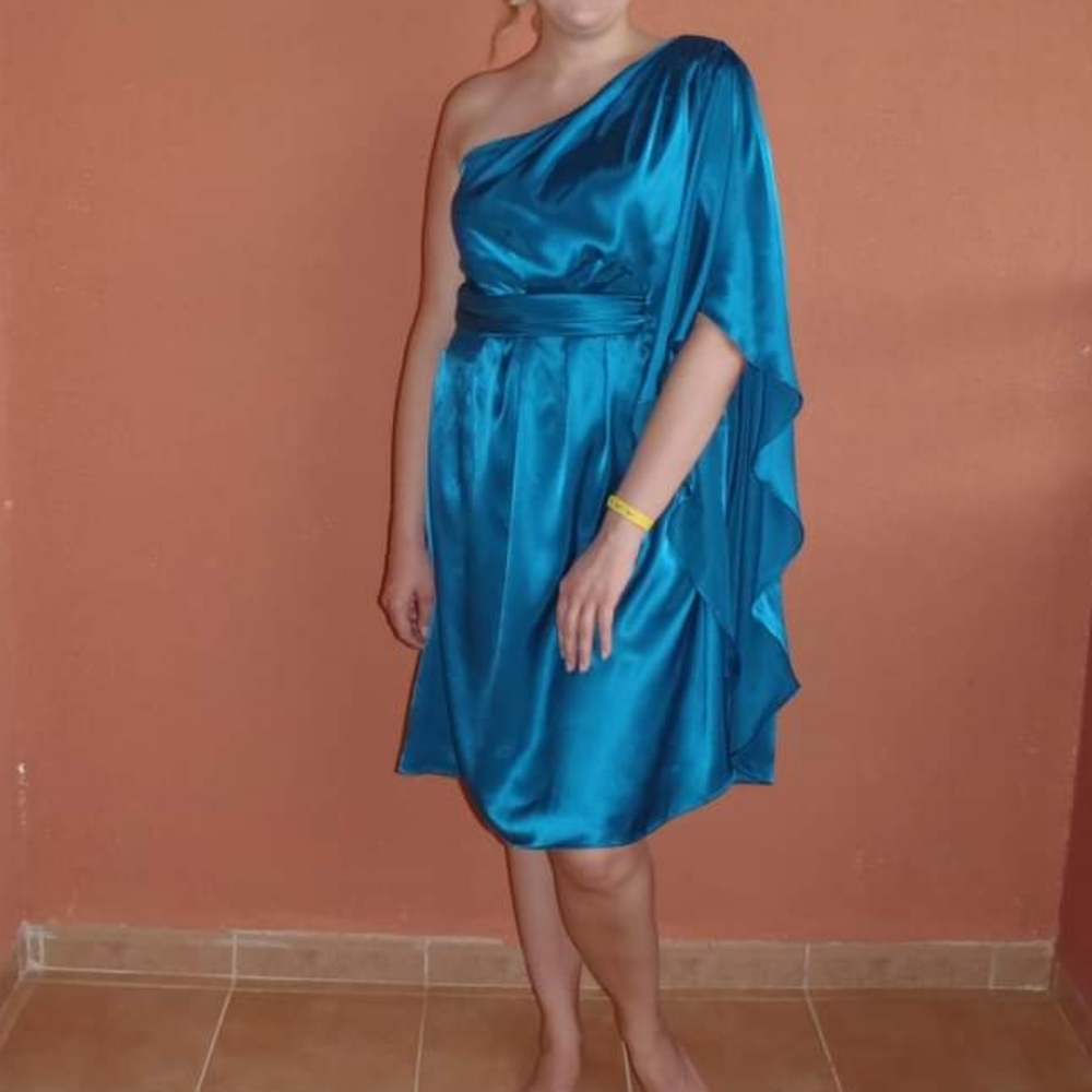 Barijay Satan one shoulder dress